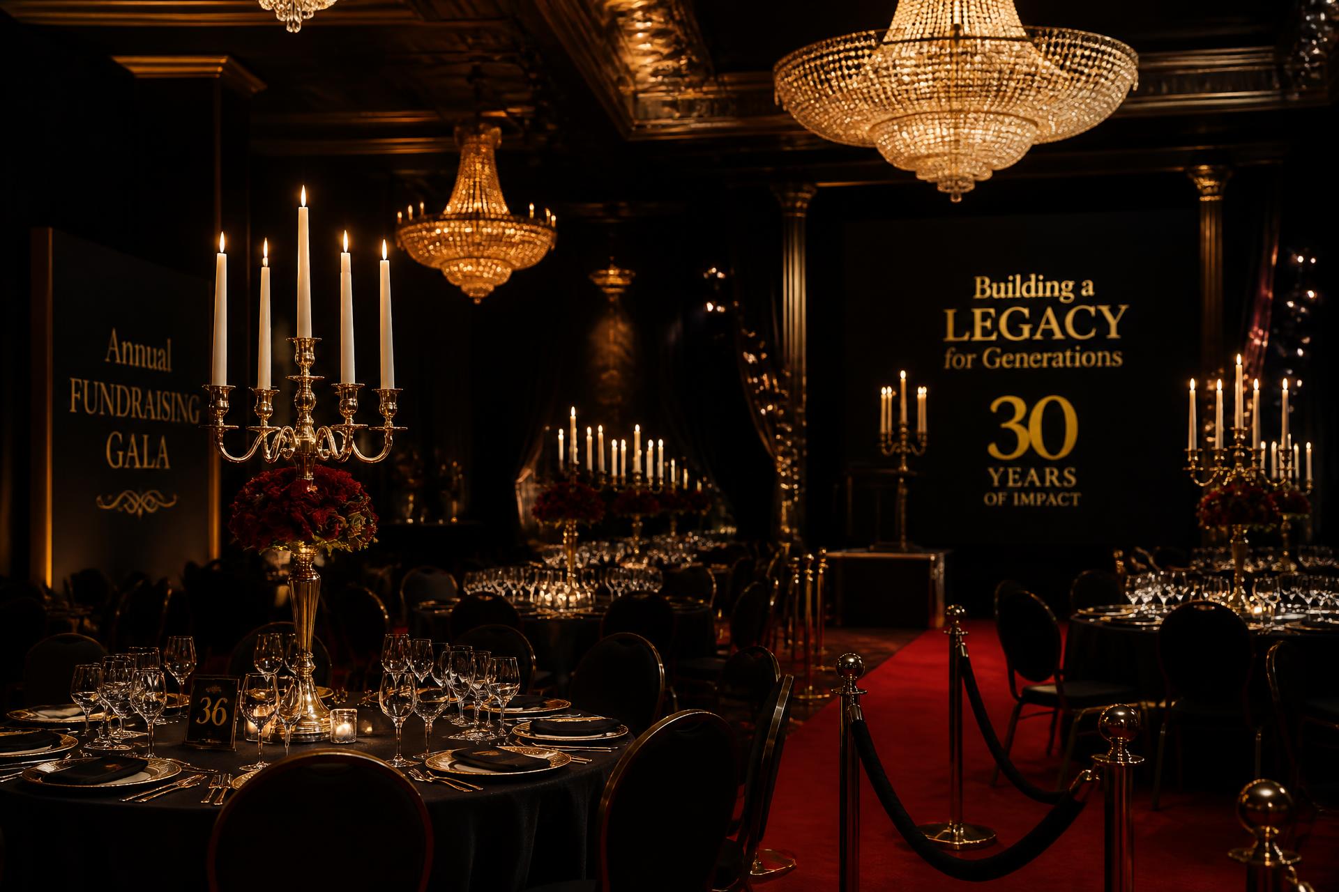 Luxury black and gold gala ballroom